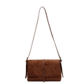 Vintage-Umhängetasche aus braunem Wildleder-Imitat mit edler Metallschnalle - Braun