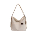 Mochila versátil de nailon blanco crema como bolso bandolera con bolsillos frontales - Blanco