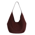 Borsa hobo bordeaux con stampa leopardata in morbido camoscio per donna stile retrò - Rosso