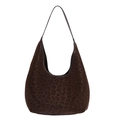 Borsa hobo opaca marrone scuro con stampa leopardata, silhouette retrò a mezzaluna - caffè