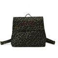 Leopard print canvas backpack in dark grey-green with red embroidered logo detail - Green