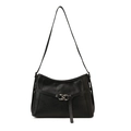 Klassische schwarze PU-Ledertasche mit Vintage-Silberschnalle und abnehmbarem Schultergurt - Schwarz