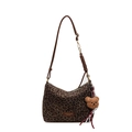 Borsa tote leopardata con tracolla regolabile marrone e portachiavi a orsetto - Con Ciondolo / Verde