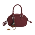 Borsa a mano Boston bordeaux scuro con texture opaca e ciondolo a foglia decorativo - Con Ciondolo / Rosso