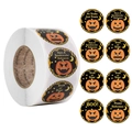 Halloween pompoen stickerrol met 8 ontwerpen voor cadeauverpakking en feestdecoratie - Afbeeldingskleur * 1 Inch - 25 Cm