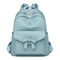 Hellblauer Rucksack aus PU-Leder mit Schleife und geprägtem Hasen-Logo-Design - Blau