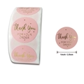 Rotolo di adesivi rosa Thank You con lamina d'oro per confezioni regalo e spedizioni - Grazie (B119)