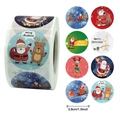 500 Christmas holiday roll stickers 3.8cm with Santa Claus and Reindeer designs - Festive Elements Style (H116)