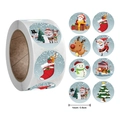 500 Weihnachtsaufkleber Rolle mit 8 Motiven wie Weihnachtsmann und Rentier, 2,5 cm groß - Cartoon Bilderbuch Stil Muster (H118)