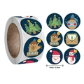 Rolle mit 500 Weihnachts-Aufklebern mit festlichen Motiven und 2,5 cm Durchmesser - Dunkelblaues Winter Illustration Muster (H119)