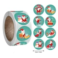 2,5 cm Weihnachtsaufkleber-Rolle mit 8 Cartoon-Feiertagsmustern auf blauem Hintergrund - Cyanfarbenes Festliches Feiermuster (H117)
