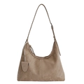 Dunkle khakifarbene Hobo-Tasche aus Wildleder mit Vintage-Struktur und Schultergurt - Khaki