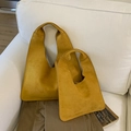 Minimalist ginger yellow suede handbag set in large and small sizes with soft texture - Large / Yellow