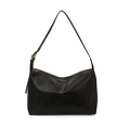 Bolso hobo minimalista de cuero negro mate con correa ajustable y hebilla dorada - Negro