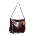 Grande borsa tote bordeaux lucida con cerniera a nappa e ciondolo a forma di orso - Con Ciondolo / caffè