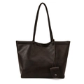 Bolso tote grande vintage marrón oscuro en cuero texturizado con correas largas - Marrón