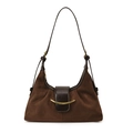 Bolso tote de ante marrón oscuro y cuero con elegante hebilla de metal dorado - Marrón