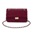 Elegant wine red velvet crossbody bag with classic diamond quilting and gold chain strap - Burgundy