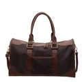 Große Reisetasche aus dunkelbraunem Nylon mit braunem Lederbesatz und Goldbeschlägen - Kaffeebraun