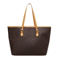 Borsa shopping marrone caffè con monogramma M e sottili manici in pelle ed elementi oro - caffè