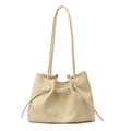 Bolso tote beige minimalista para mujer con detalle de nudo y correas finas al hombro - Blanco