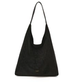 Bolso tote minimalista de ante negro de gran capacidad con correa fina de hombro - Negro