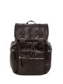 Deep brown vintage PU leather backpack for women with textured finish and buckles - Brown