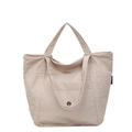 Sac fourre-tout minimaliste en nylon beige avec doubles poignées et logo circulaire - Blanc Cassé