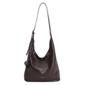 Borsa tote retrò in pelle marrone scuro con logo Muting & Bags e tracolla lunga - Marrone
