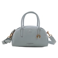 Borsa Boston in pelle martellata azzurra con manici e tracolla rimovibile - Blu