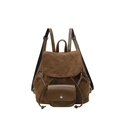 Zaino vintage marrone scuro in finta pelle scamosciata con catene e coulisse - Marrone