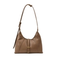 Bolso hobo de cuero sintético marrón oscuro con hebilla dorada y correa ajustable - Caqui