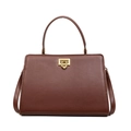 Borsa a trapezio marrone vintage con fibbia a U dorata e manico superiore elegante - caffè