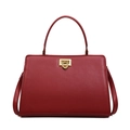 Borsa a mano bordeaux minimalista con manici rotondi e chiusura in metallo oro - Borgogna