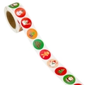 Rotolo di adesivi di Buon Natale con Babbo Natale, pupazzo di neve e albero su bianco - Stile CQ02 / 3.8cm