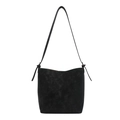 Minimalistische schwarze matte Beuteltasche mit verstellbaren geknoteten Schultergurten - Schwarz
