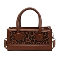 Bolso rectangular marrón con estampado de leopardo y detalles de cuero sintético - Marrón