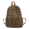 Mini sac à dos imprimé léopard en toile durable avec des poches zippées pratiques - Léopard Brun