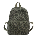Mini sac à dos en toile avec imprimé léopard vert foncé et bretelles réglables - Léopard Vert
