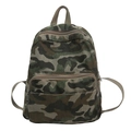 Mini sac à dos pour femmes avec motif camouflage et poche zippée à l'avant - Vert Camouflage
