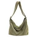 Japanese style army green canvas crossbody bag for students with a minimalist design - Green