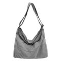 Dark grey canvas hobo crossbody bag with adjustable strap and casual crescent shape - Gray
