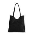 Sac fourre-tout noir léger polyvalent avec garniture en cuir et grandes bandoulières - Noir