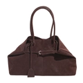 Minimalist large dark brown suede tote bag for women with comfortable shoulder straps - Brown