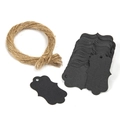 Set de etiquetas negras festoneadas con cuerda de yute para envolver regalos DIY - Negro