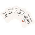 Off-white scallop-edged gift tags with red heart and Thank You celebration message - White Heart Print / White