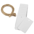 White kraft paper gift tags with natural jute twine for DIY crafts and price labels - 100pcs Pack / White