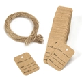 Bruine kraftpapier prijskaartjes met jute touw voor detailhandel en cadeauverpakking - 100 stuks verpakking / Wit Karton