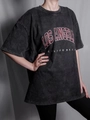 T-shirt oversize in cotone grigio scuro lavato con stampa Los Angeles California - M / Nero Lavato