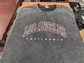Vintage-gewaschenes anthrazitfarbenes Kurzarm-T-Shirt mit Los Angeles Grafik-Aufdruck - M / Gewaschenes Schwarz